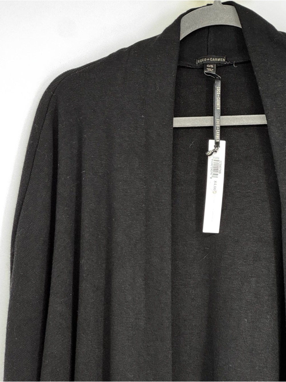 NETS Coco + Carmen One Size Black Cardigan w Fringe and Dolman Sleeves - Picture 3 of 15